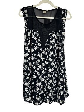 Urban Renewal Dress Sheer Mesh Yoke Floral Black White S Cottagecore NWT